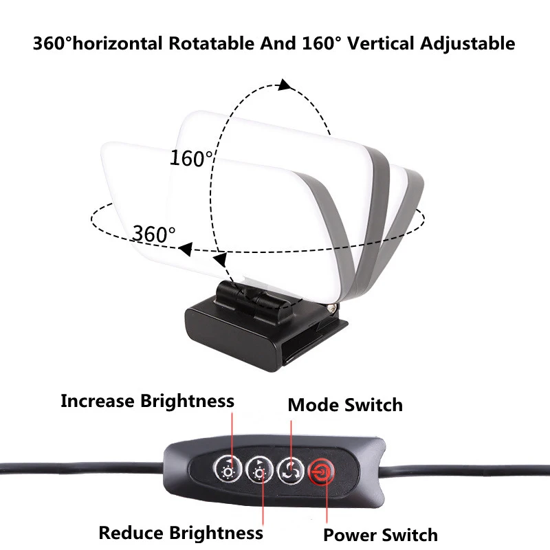 Video konferans 6500KPortable LED Video ışık küp dizüstü bilgisayar web kamerası ışık Zoom çağrı aydınlatma canlı akış için klip ile