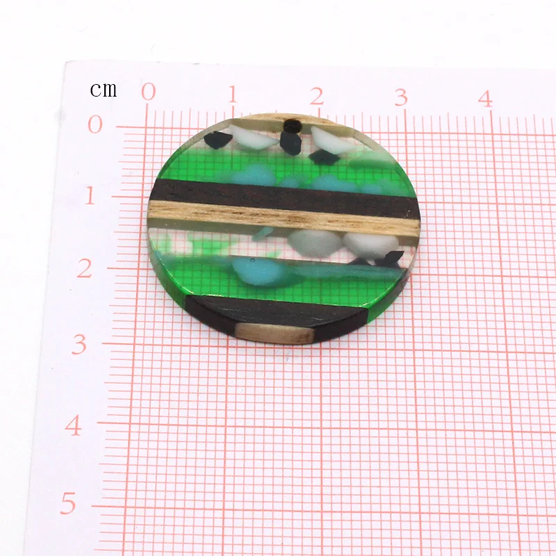 2/4/6pcs Retro Green Striped Geometry Earring Charms Handmade Resin Wood Earrings Necklace Pendants Accessory Diy Jewelry Make