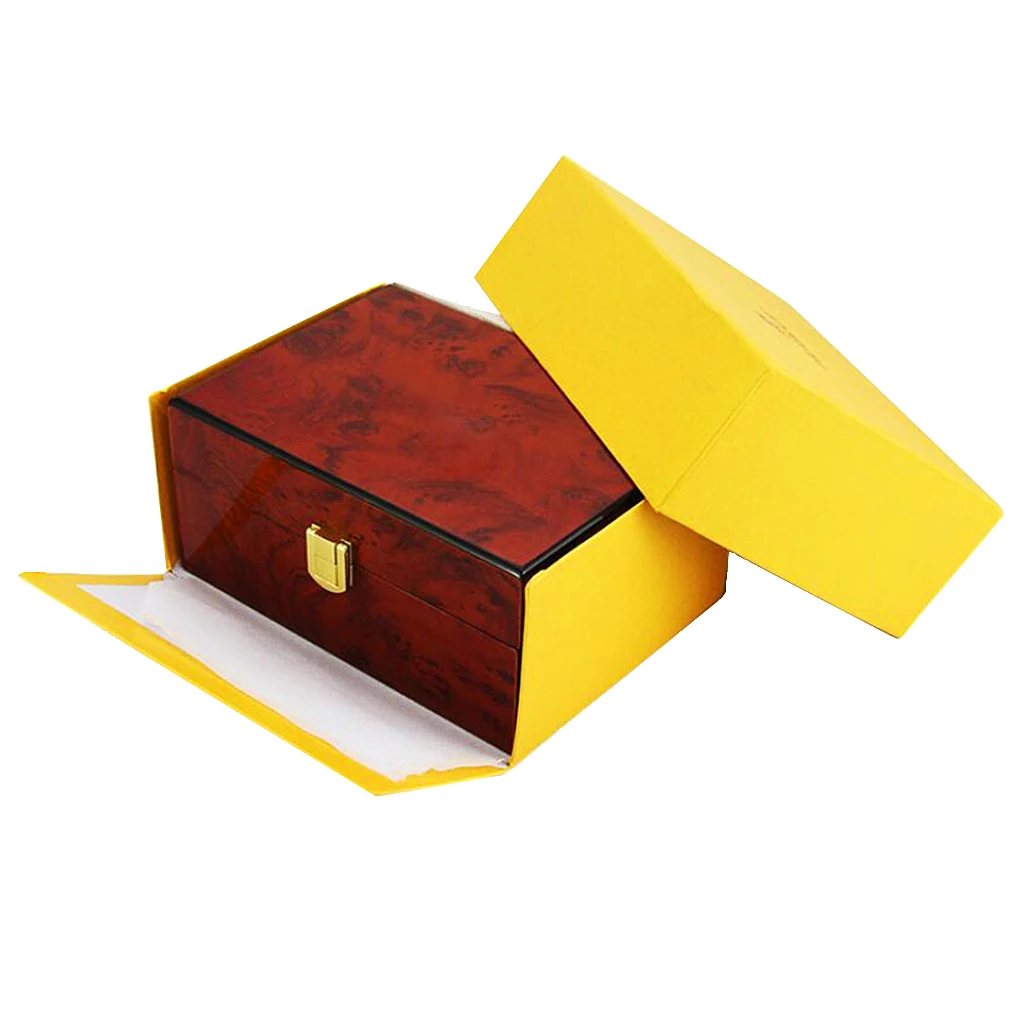 Luxury Cushion Interior Wooden Lock Clasp Solid Metal Jewelry Watch Storage Display Box Showcase Mens Gift 18.5x13.5x8.5cm