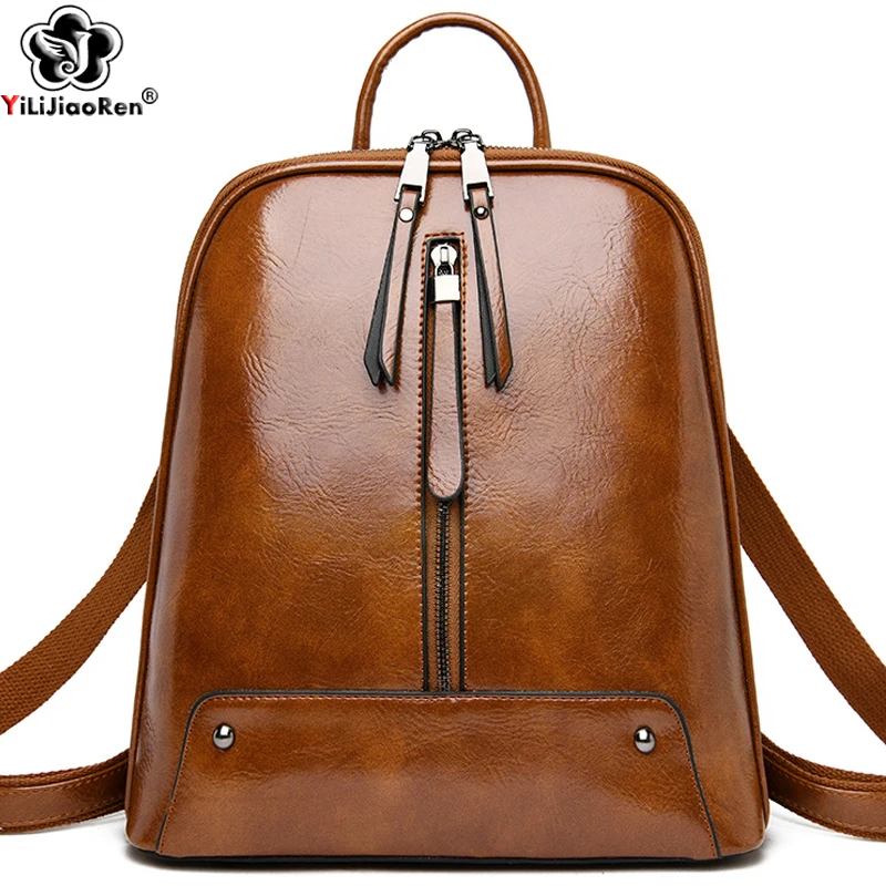 Frauen Leder Rucksack Mode Rucksack Geldbörse Weibliche Reise Schulter Tasche Große Kapazität Schule Taschen für Teenager Mädchen Sac a Dos