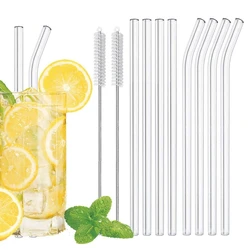 20Cm Glas Smoothie Stro, Herbruikbare Clear Rietjes Voor Smoothie Milkshakes Milieuvriendelijke Drinkware Stro