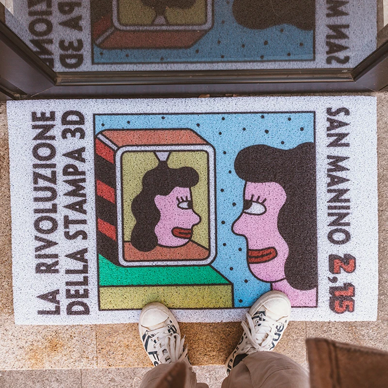 Welcome Mat Indoor Outdoor Cartoon Art Door Mat Outdoor Entrance Heavy Duty Non Slip Waterproof Rubber Outside Door Rugs Carpet