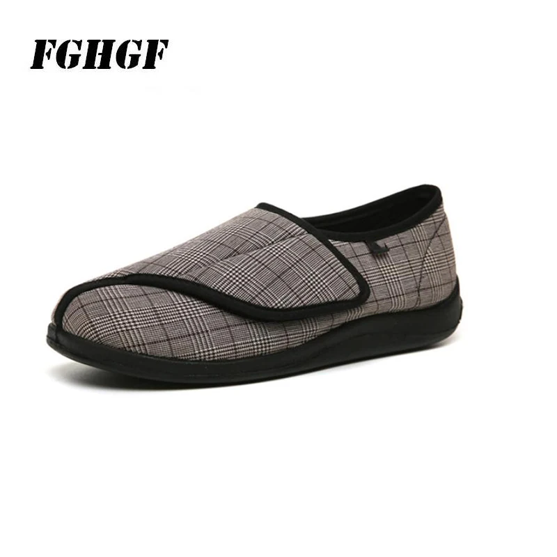 Adjustable width for elderly shoes Spring and autumn new care shoes Sugar foot fat wide foot deformation plaid widened shoes