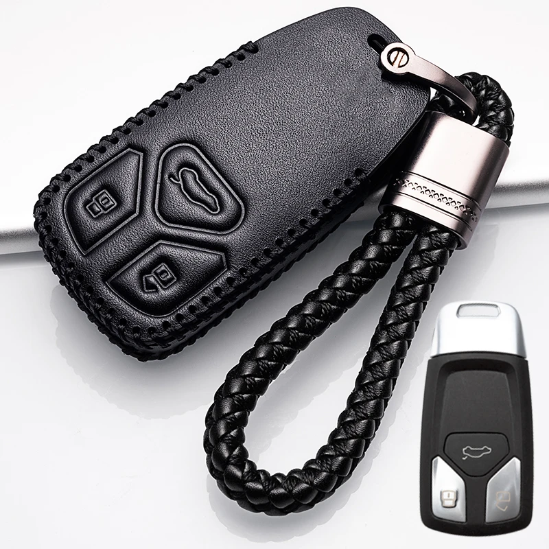 Key cover Car Key Case For AUDI A4 B9 Q5 Q7 TT TTS 8S 2016 2017 car smart remote Car Styling Top Layer Leather
