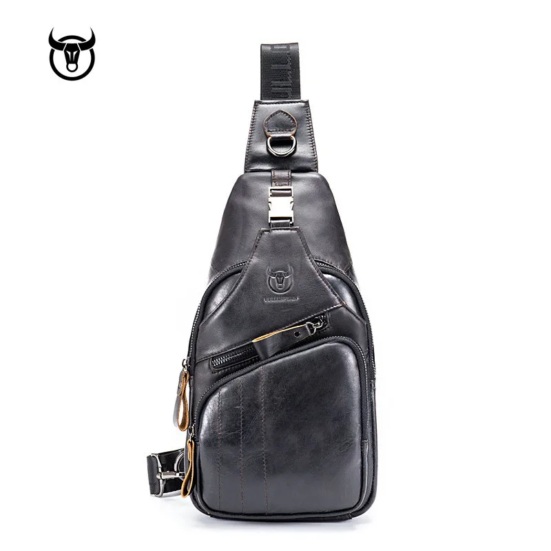 Imagem -02 - Famosa Marca de Couro Genuíno dos Homens Bolsa do Mensageiro Ocasional Crossbody Bolsa da Forma dos Homens Bolsa de Peito Masculino Bolsa de Ombro