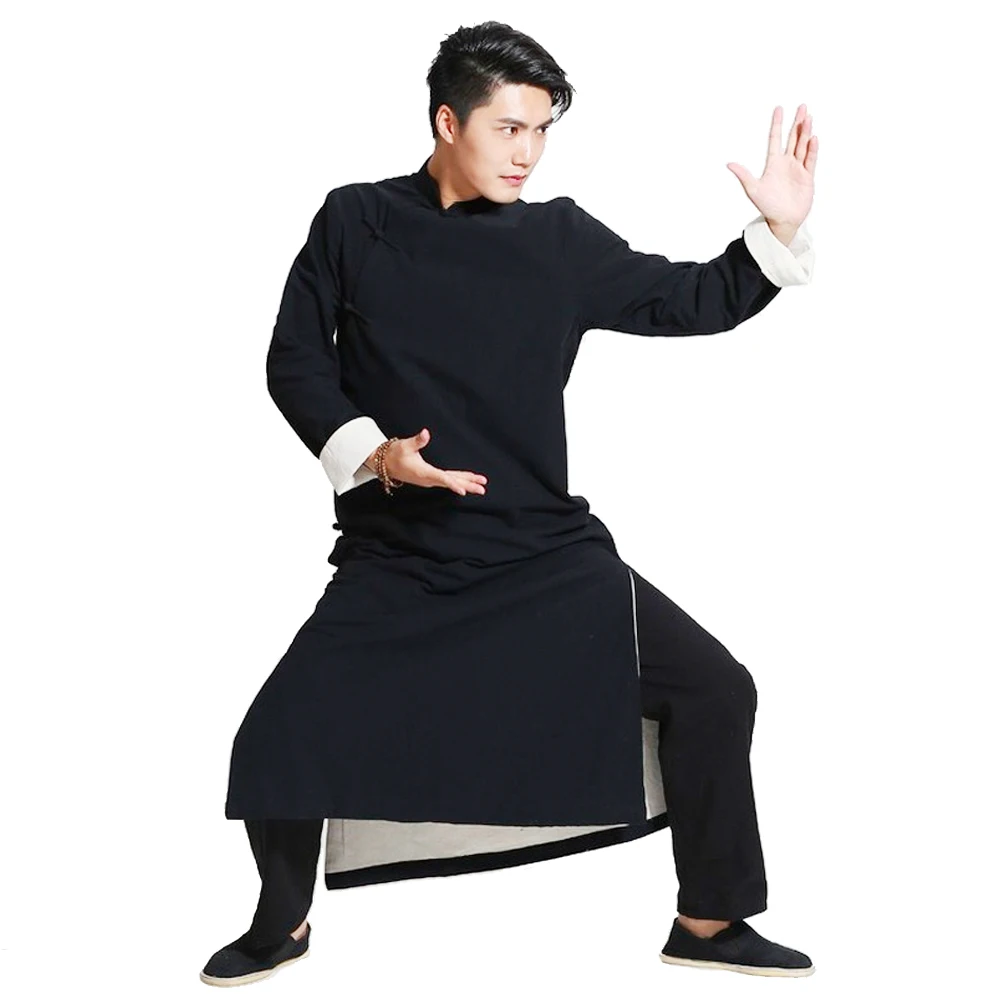 

Linen IP MAN Kung Fu Robe Wing Chun Tai Chi Suit Shaolin Monk Taoist Martial Arts Uniforms Double-layer Chinese Robe and Mantle