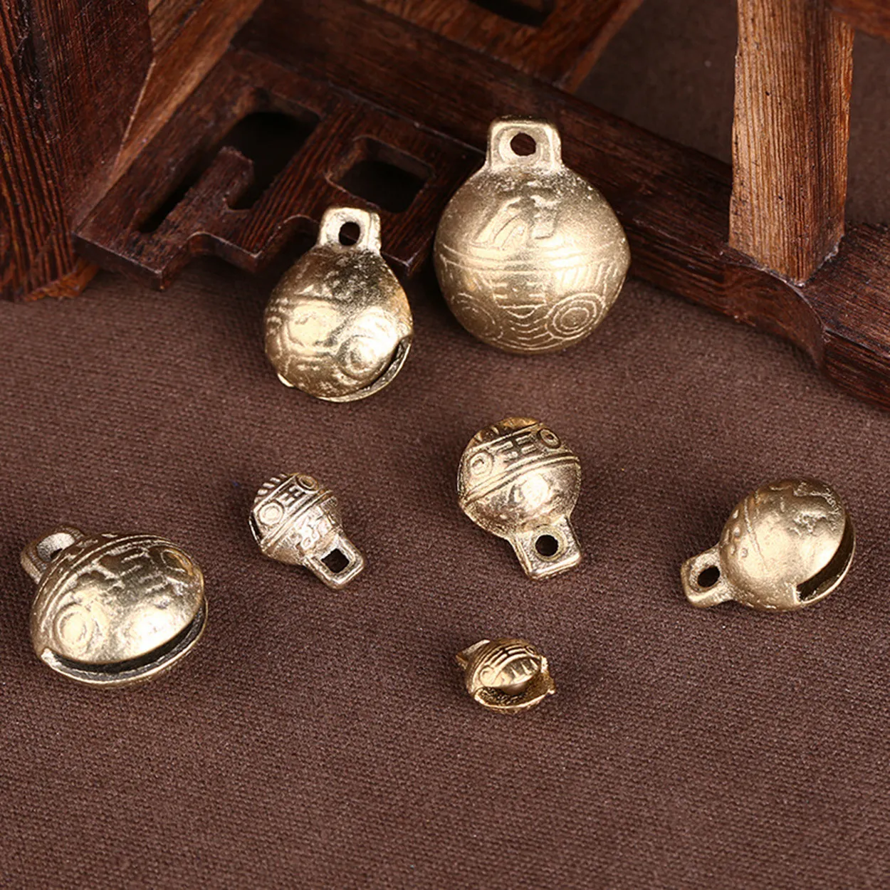 9~28mm Bronze Tibetan Brass Bells Beads Craft Charms Metal Ethnic With Loop