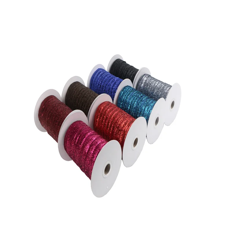 5Yards 15MM D Blue Single Face Glitter Velvet Ribbon For Handmade Gift Bouquet Wrapping Decoration Christmas Velvet  Strip