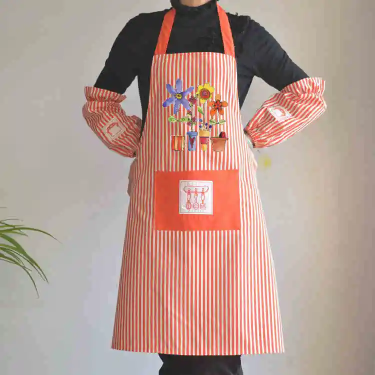 Home kitchen cooking anti-fouling oil-proof work apron men women adult cute coverall apron print logo