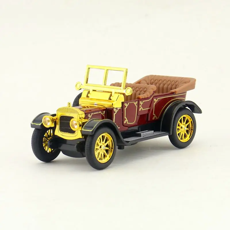 Diecast Toy Model Ford T-Type Locomobile Classic Pull Back Doors Openable Sound & Light Car Educational Collection Gift Children