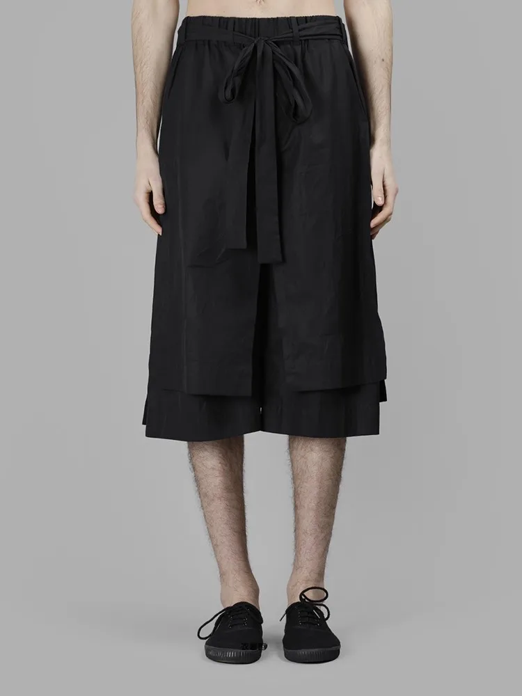 Spring And Summer New Japanese Loose Casual Skirt Men Multi-Layer Ribbon Irregular Skirt Ultra Comfortable Over The Knee Skirt