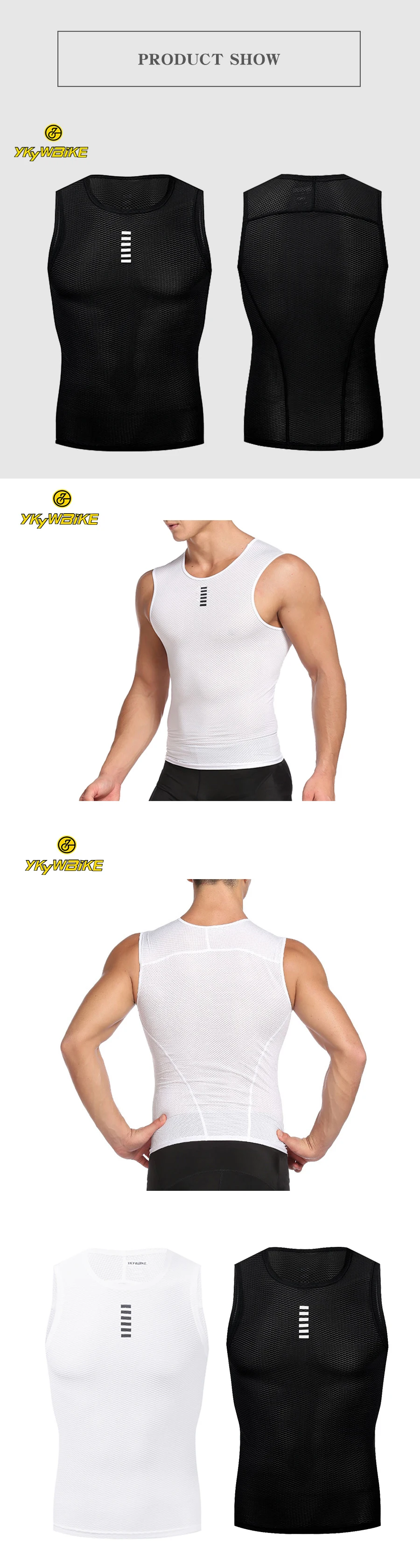 YKYWBIKE Mode Männer Radfahren Jersey Radfahren Weste MTB Rennrad Fahrrad Weste Mesh Unterwäsche Radfahren Basis Schichten Kleidung – Detail 10
