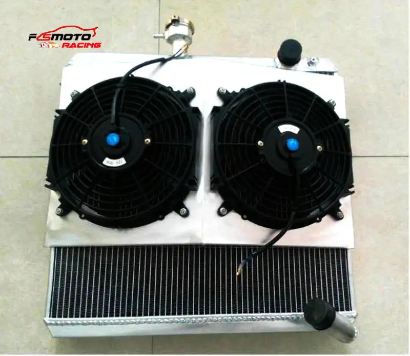 Radiator + Shroud + Fan For Jaguar S2 E-TYPE 4.2L Aluminum MT Manual 1968 1969 1970 68 69 70