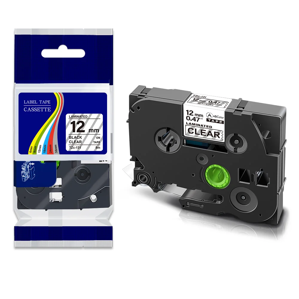 9mm Labels Compatible For Laminated label Tape 121 Black on Clear 121 Printer Ribbon For Label Maker