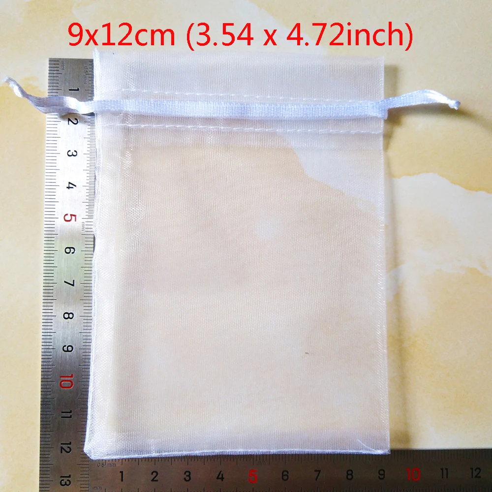 100pcs Drawstring Organza Bags 5x7 7x9 9x12 10x15 13x18 15x20 17x23 20x30 25x35 30x40cm Gift Jewelry Packaging Bags Pouch Box