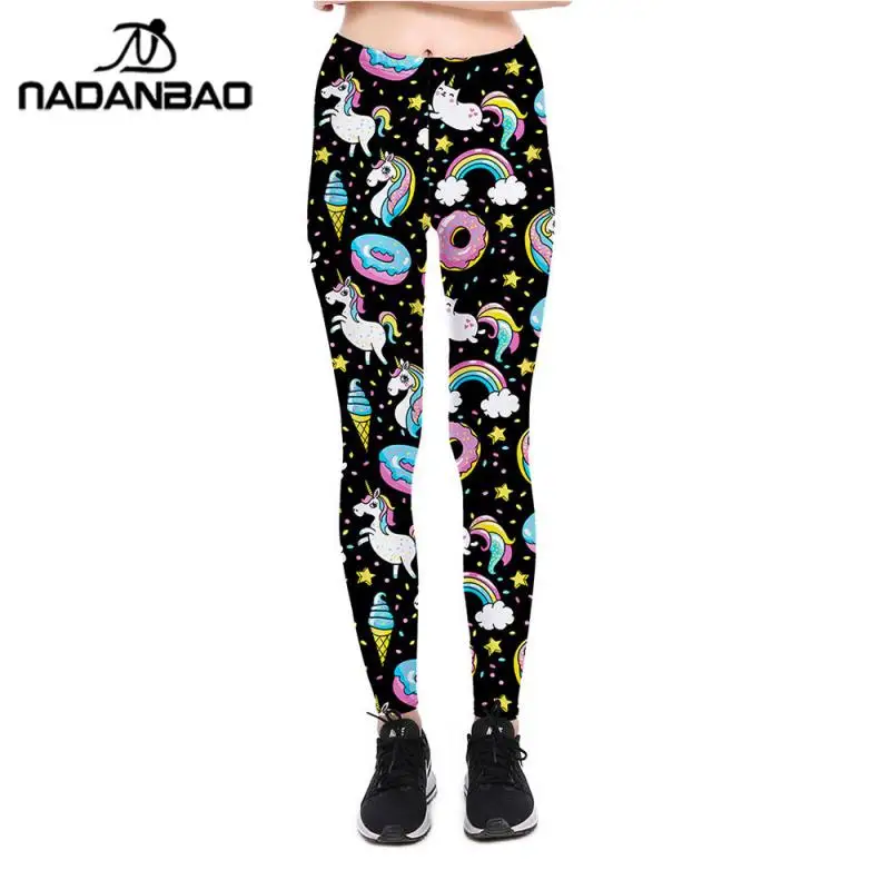 Nadanbao Einhorn Party Serie Leggings Frauen bunte Digitaldruck sexy Leggins Casual Workout Fitness Hose