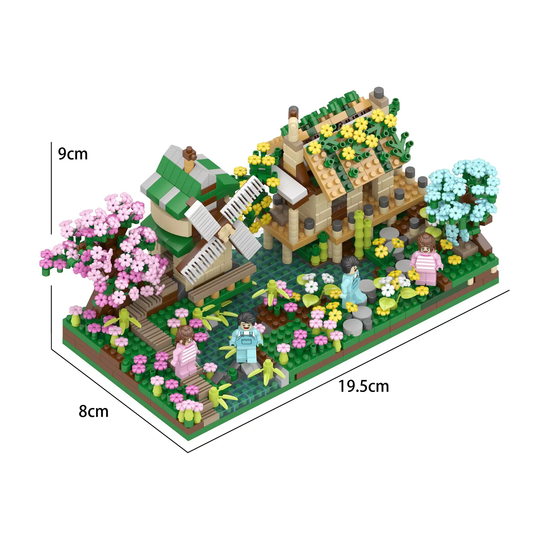 creative Rural street view mini block Shower Windmill port cabin building bricks stem educational toys for children gifts