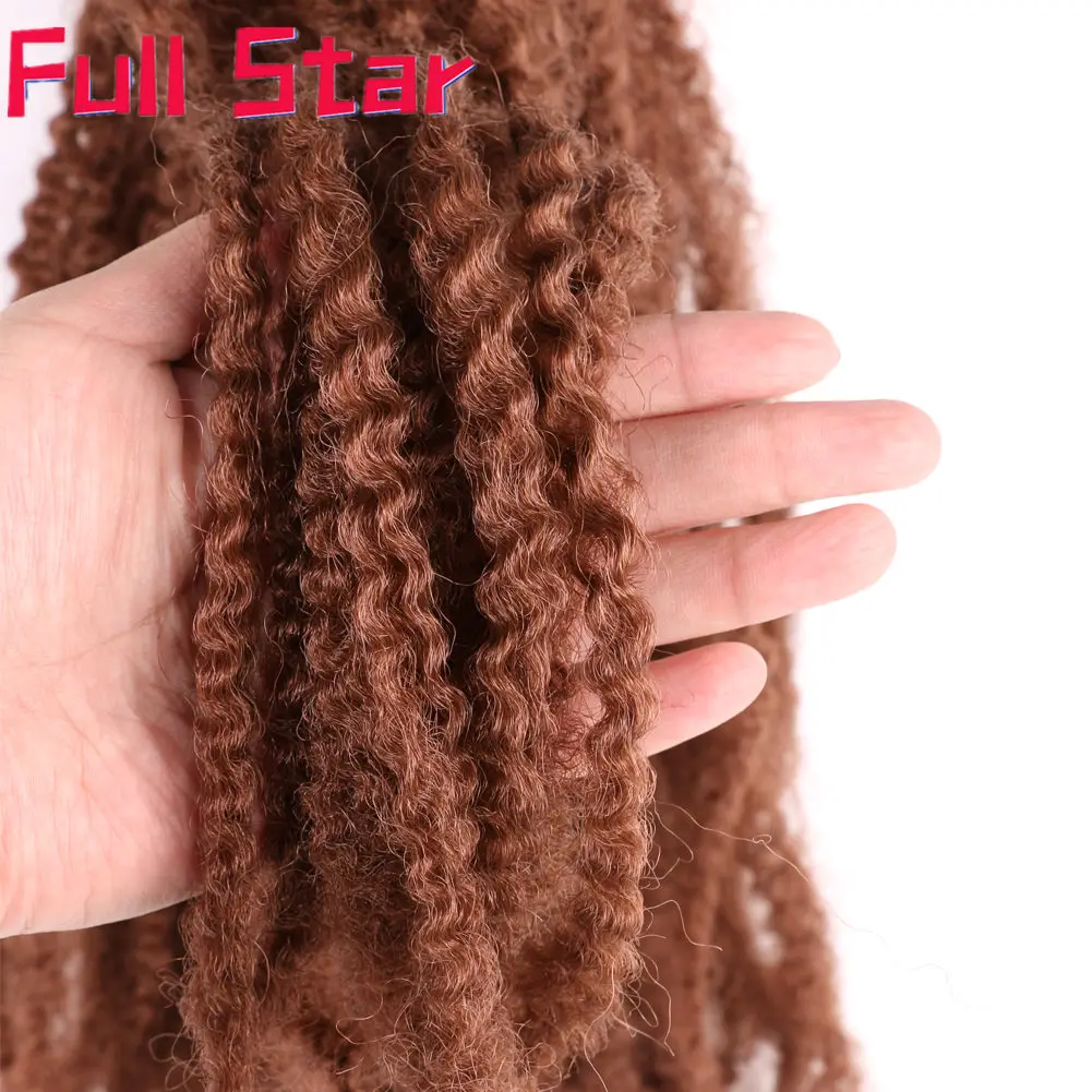 Full Star – Extensions capillaires synthétiques longues de 18 pouces, cheveux crépus bouclés, ombré, Marley Braid, Crochet tressé, pour femmes noires