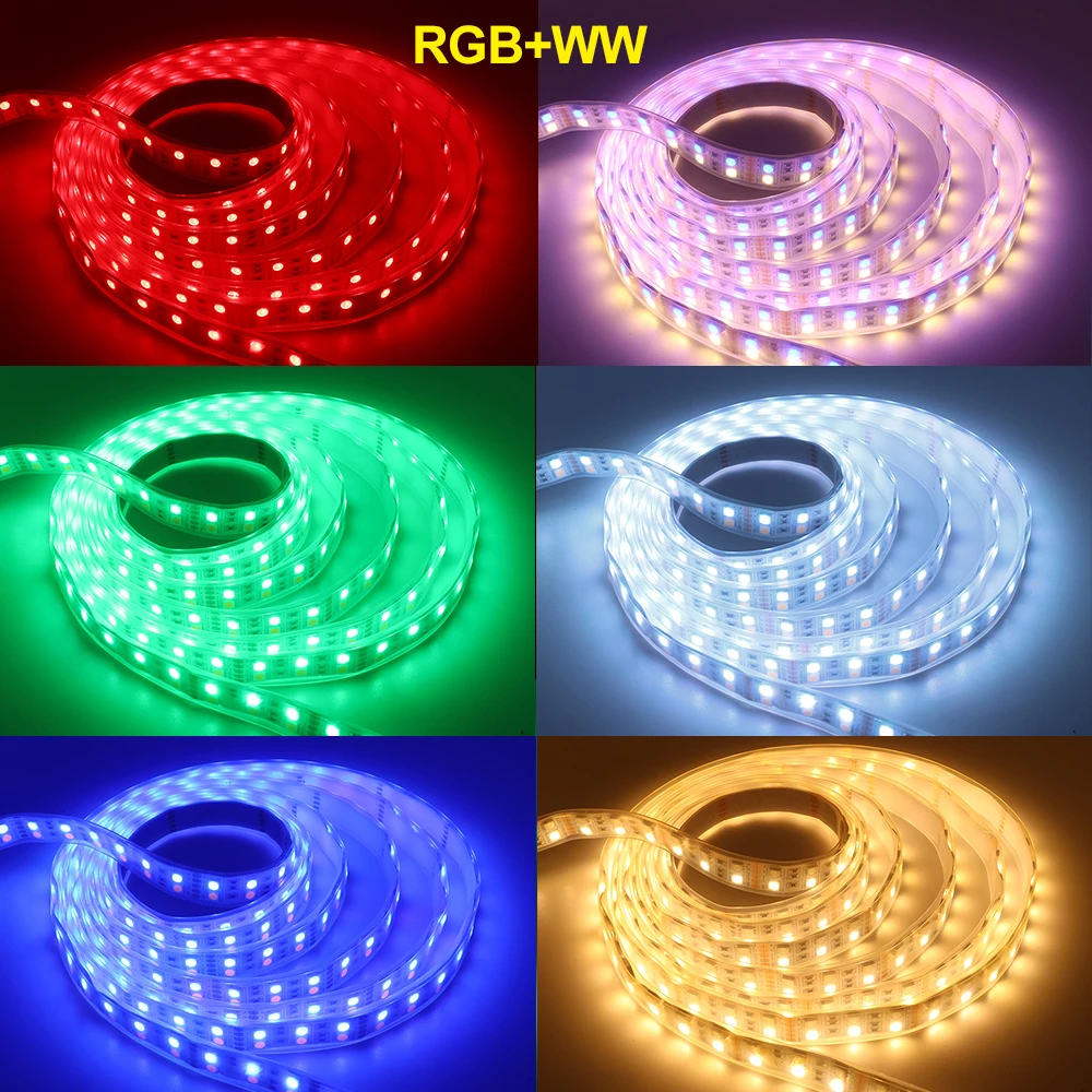 شريط إضاءة Led لتزيين المنزل ، 120 صمام ثنائي/م ، 5050 RGBW ، RGB ، DC24V ، DC12V ، صف مزدوج ، أبيض دافئ ، IP67 ، مقاوم للماء