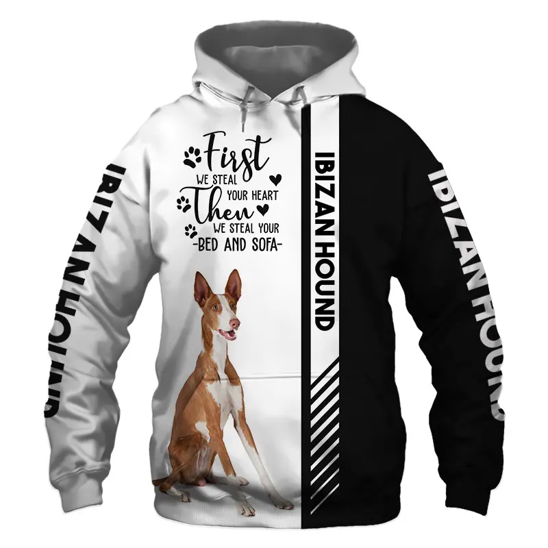 Animal Ibizan Hound Dog 3D Printed Unisex Deluxe Hoodie Men/Women Sweatshirt Streetwear Zip Pullover Casual Jacket Tracksuit