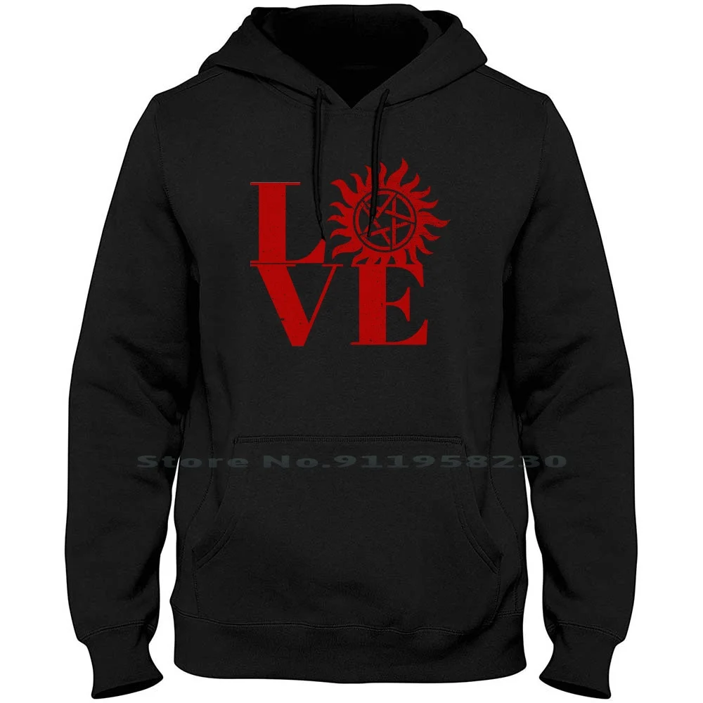 Supernatural Love Hoodie Sweater Big Size Cotton Supernatural Natural Tattoo Symbol Super Movie Ester Tage Love Logo Evil Age