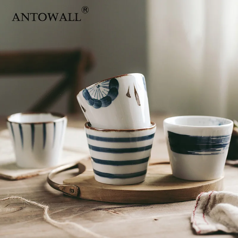 ANTOWALL Japanese Underglazed Teacups Commercial Japanese Cuisine Restaurant Cups Fresh Cups  Hand-painted 200ml Cups