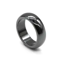 KFT 5pcs Natural Black Hematite Magnetic Healing Ring 6mm Band Sizes 5 Through 12 Men Womens Ring Jewelry