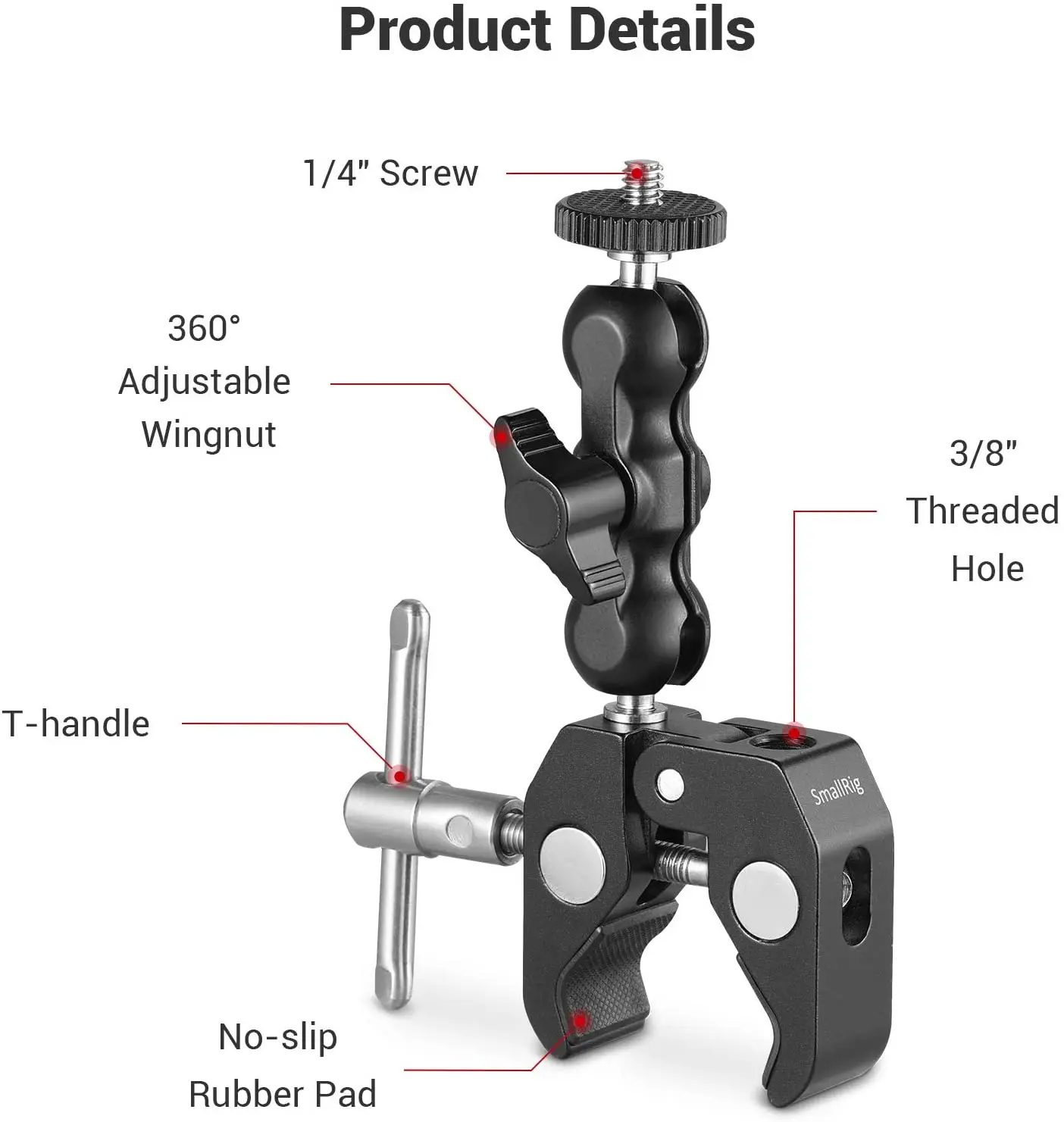 SmallRig Multi-Functional Crab-Shaped Clamp with Ballhead Magic Arm For DJI stabilizer for Freefly Stabilizer/Video C-stand 2164