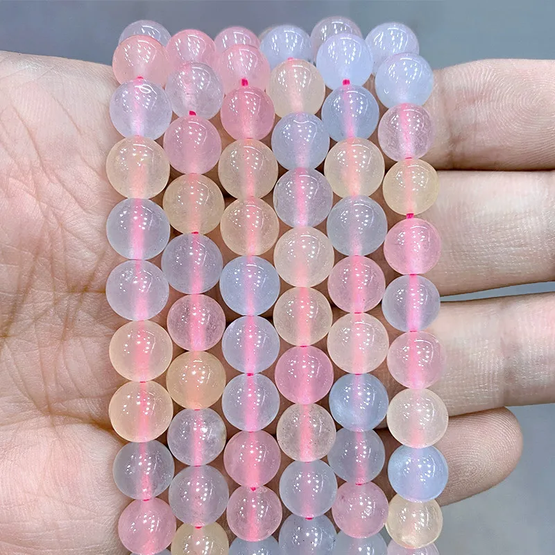 Natural Stone Mixed Color Morgan Chalcedony Round Beads for Jewelry Making Diy Charms Bracelet Necklace 15