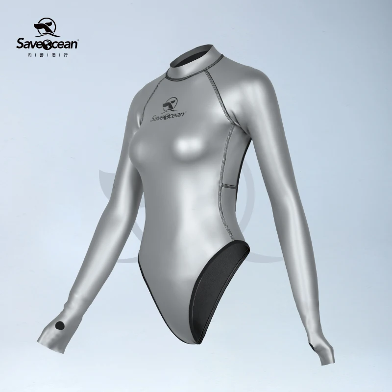 Saveocean2mm長袖バックレスtバックビキニワンピースウェットスーツ