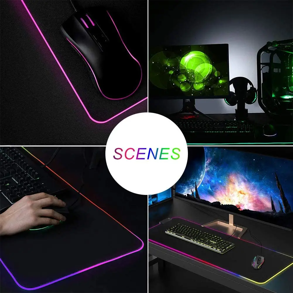 Imagem -05 - Diy Personalizado Personalizado Mouse Pad Iluminação Led Grande Gaming Mousepad Rgb Iluminação Portátil Mesa Tapete de Borracha Gamer Tapete