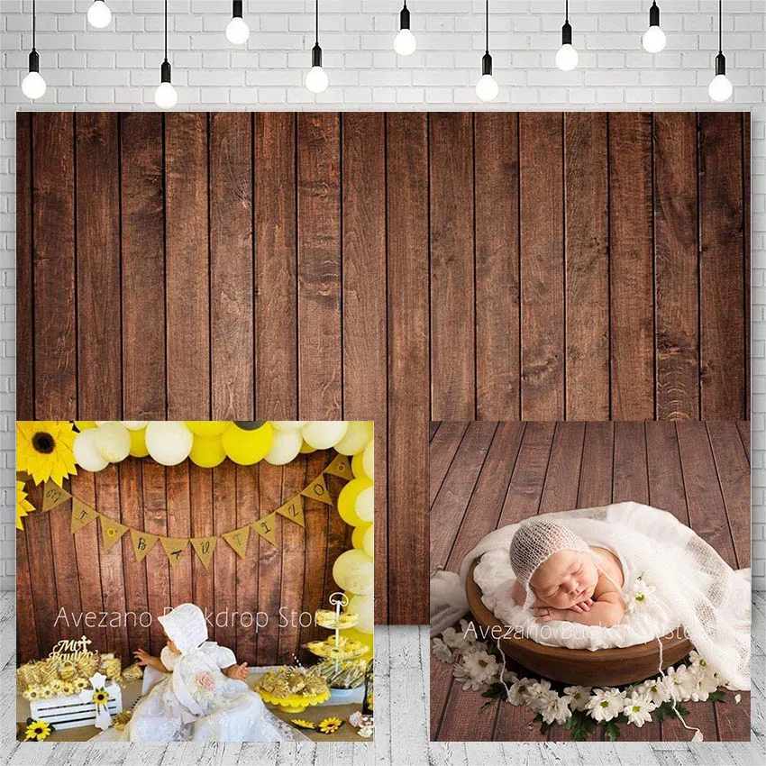 Avezano Vintage Wood Board Photo Backdrops Wooden Floor Newborn Baby Birthday Portrait Cake Cloth Decor Photo Studio Photocall