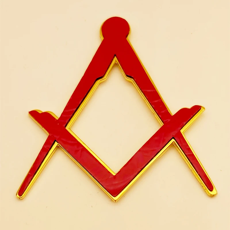 Masonic Master Mason Square & Compass Cut Out Car Auto Emblem Gold Metal