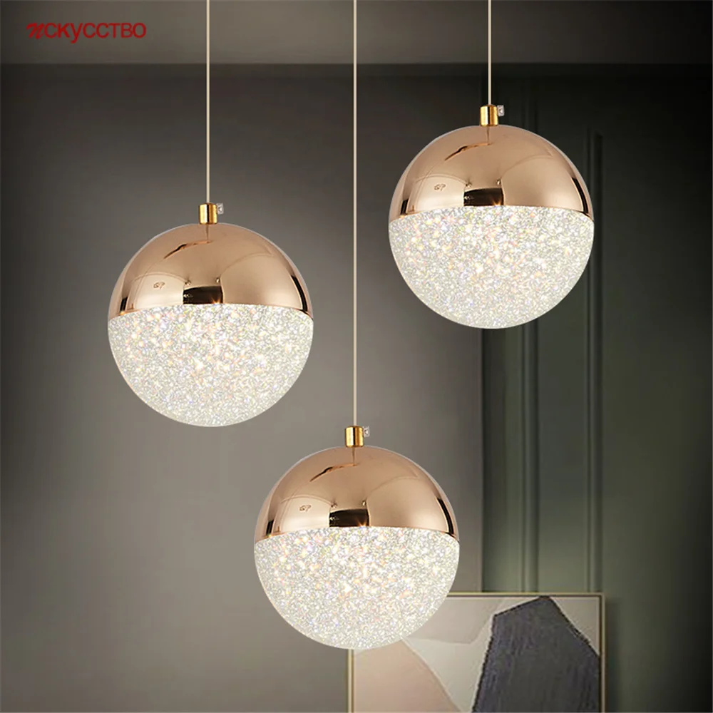 nordic rosa ouro acrilico particulas bola led mutavel pingente luzes para mesa de jantar cozinha interior casa deco pendurado luminarias 01