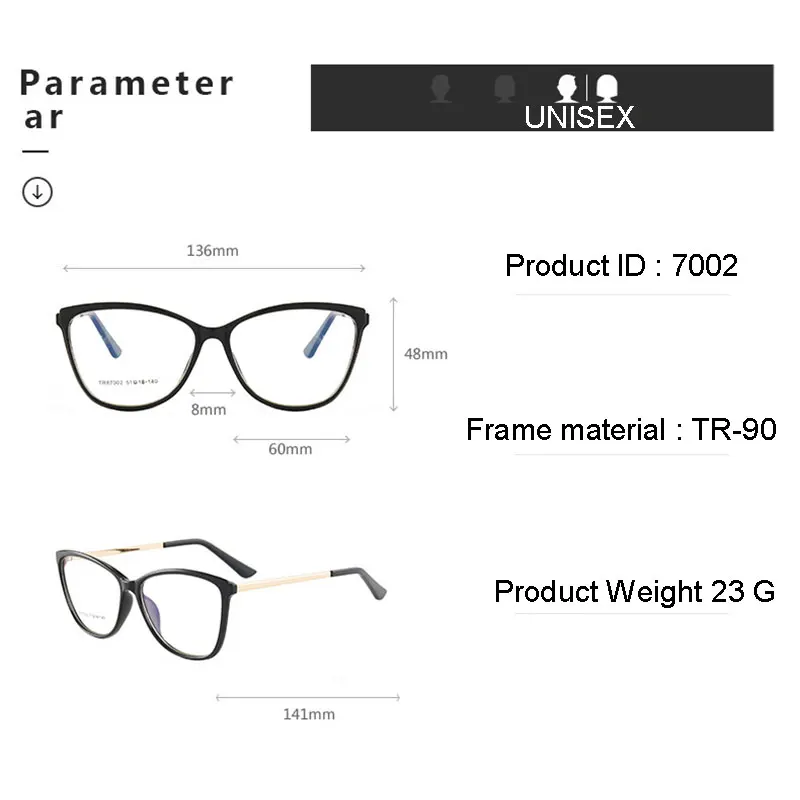 Glasses For Female Full Rim TR Frame Eyewears New Arrival Round Shape Anti-Blue Light Optical Spectacles