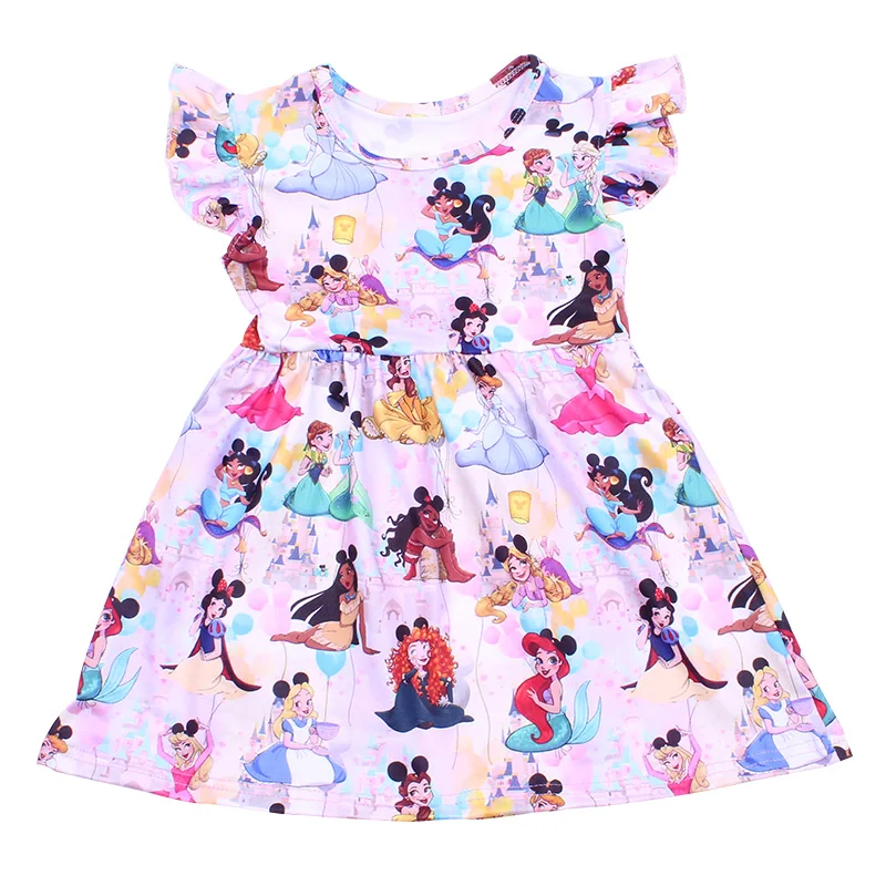 Disney  Girls Cute Princess Pearl Boutique Dress Toddlers Soft Milksilk Party Dress Wholesales