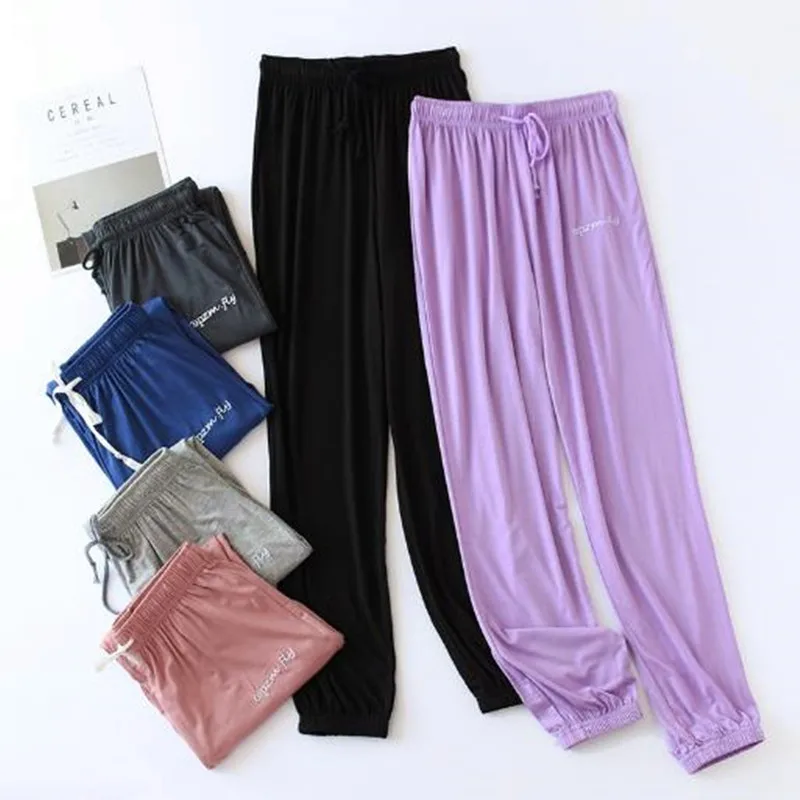 

Lazy loose home wear pant modal cotton sleepwear pants autumn winter bottoms womens lounge wear trousers female pajama pants