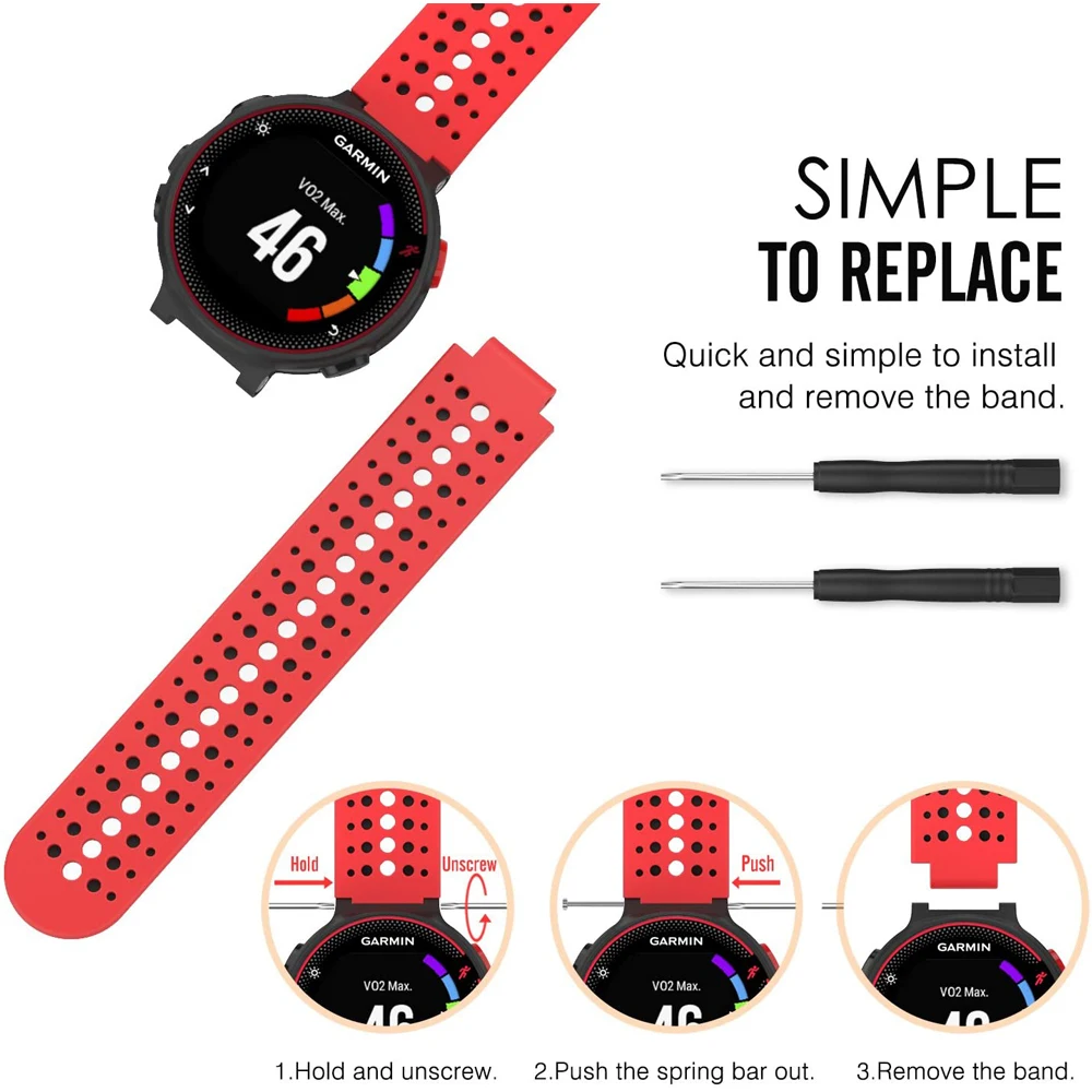 YAYUU Watch Band for Garmin Forerunner 235 Soft Silicone Replacement Strap Wristband for 220/230/235/620/630/735XT/235 Lite