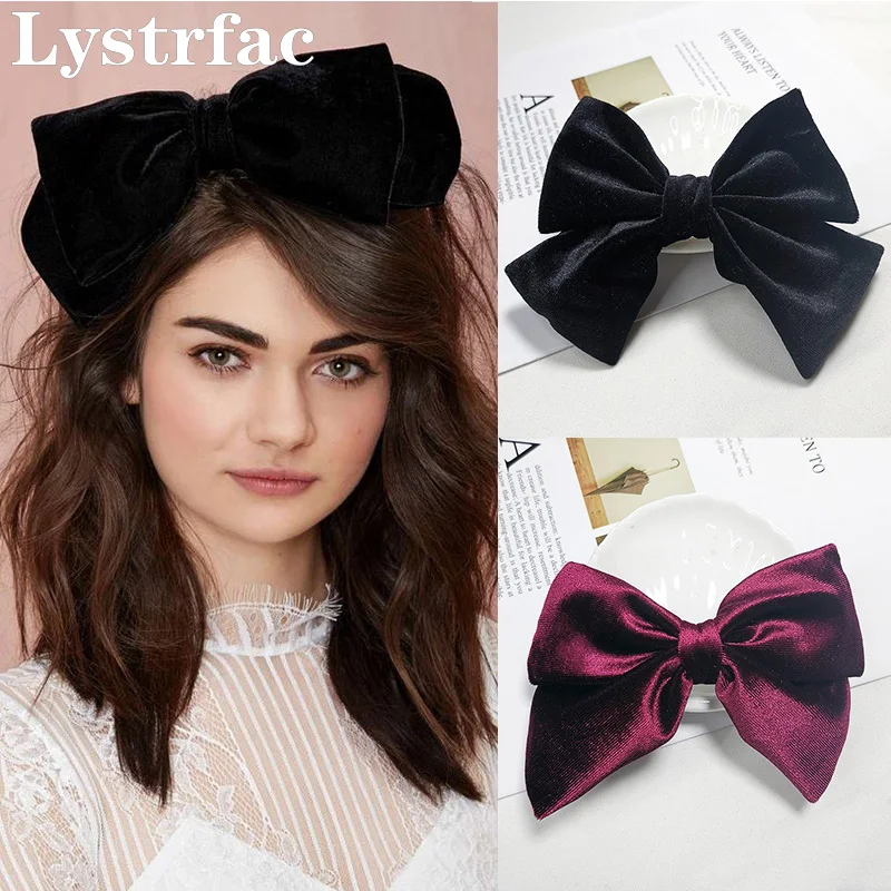 Lystrfac New Retro Velvet Bow Hairclip Female Fashion Autumn Winter Bow Girls Hair Accessories Hair Barrettes Bowknot Hairpins