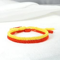 Fashion Red & Yellow Thread Bracelet Charm Lucky Handmade Weave Rope Tibetan Buddhist Bracelet Bangle Lover Jewelry Friend Gift