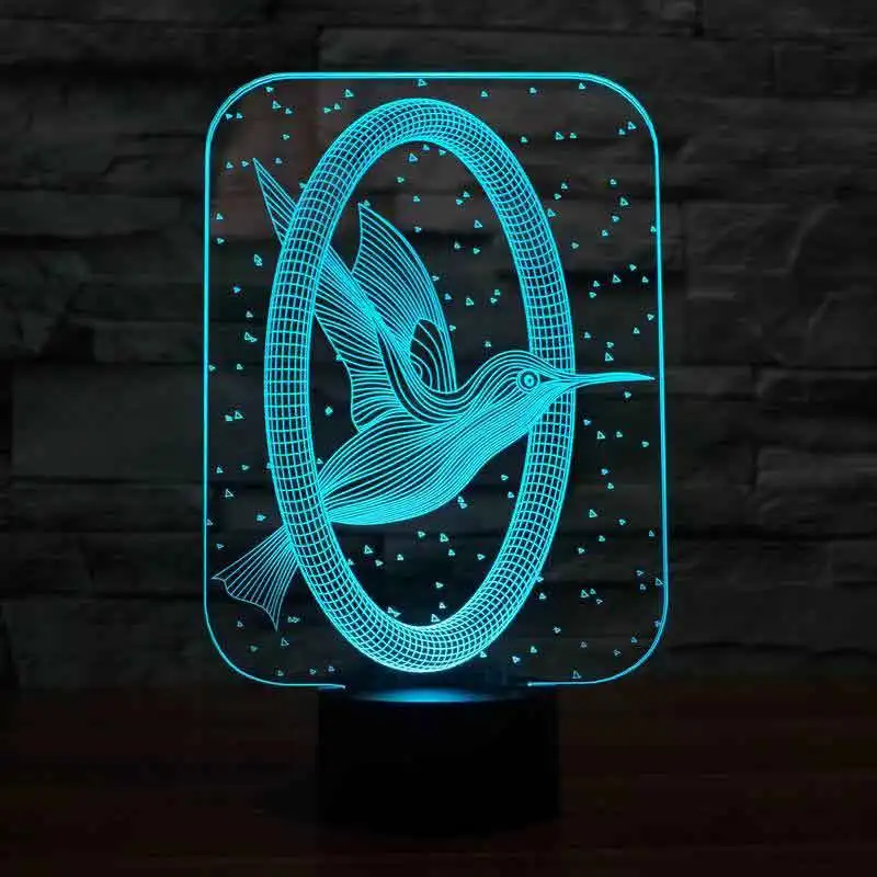 3D Hummingbird Acrylic Led Night Light 7 Diffrent Light Color USB and Touch Button Control Birthday Special Day Gift for Couples Room Decor Anime Wedding Stranger Things Led Lights Wedding Decoration Nightlights