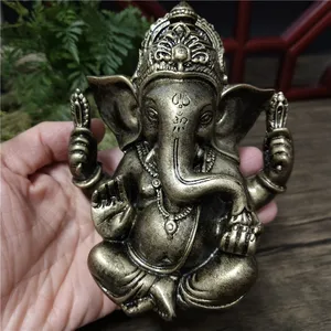 Bronze Farbe Ganesha Buddha Statue Ornamente Harz Elefant Gott Skulptur Statuetten Home Dekoration Big Buddha Statuen 11 cm 6 Hauptverkaufsstatue Ganesha Grande - №3
