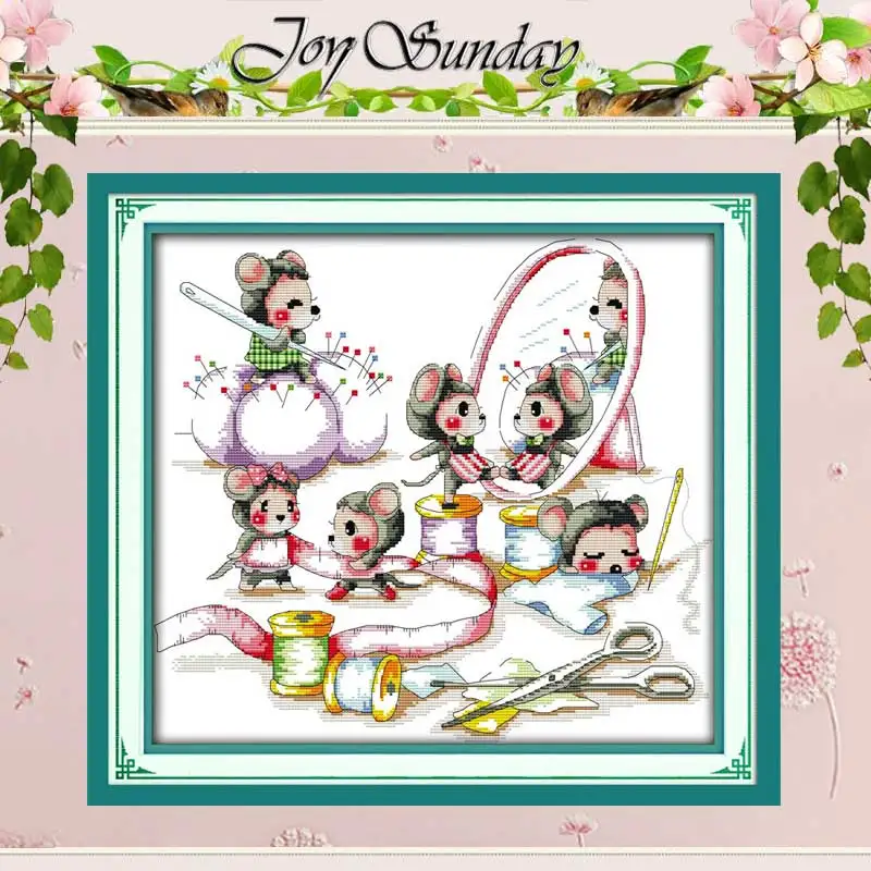 

Little Mouse Tailor Patterns Counted Cross Stitch Set DIY 11CT 14CT 16CT Stamped DMC Cross-stitch Kit Embroidery Needlework Gift