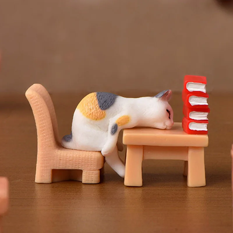 Cute Cat Stool Ornament For Kids Children Baby Garden kitten Ornament Gift Room Decoration Toy Miniature Figurines Home Decor