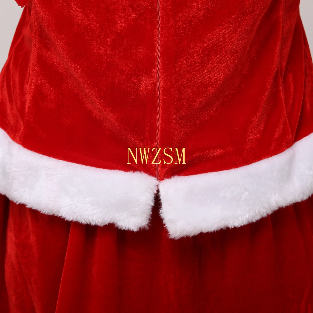 Costume de père noël pour femmes adultes, robe, Cape, chapeau, vêtements fantaisie, accessoires de Cosplay de noël, ensembles de noël