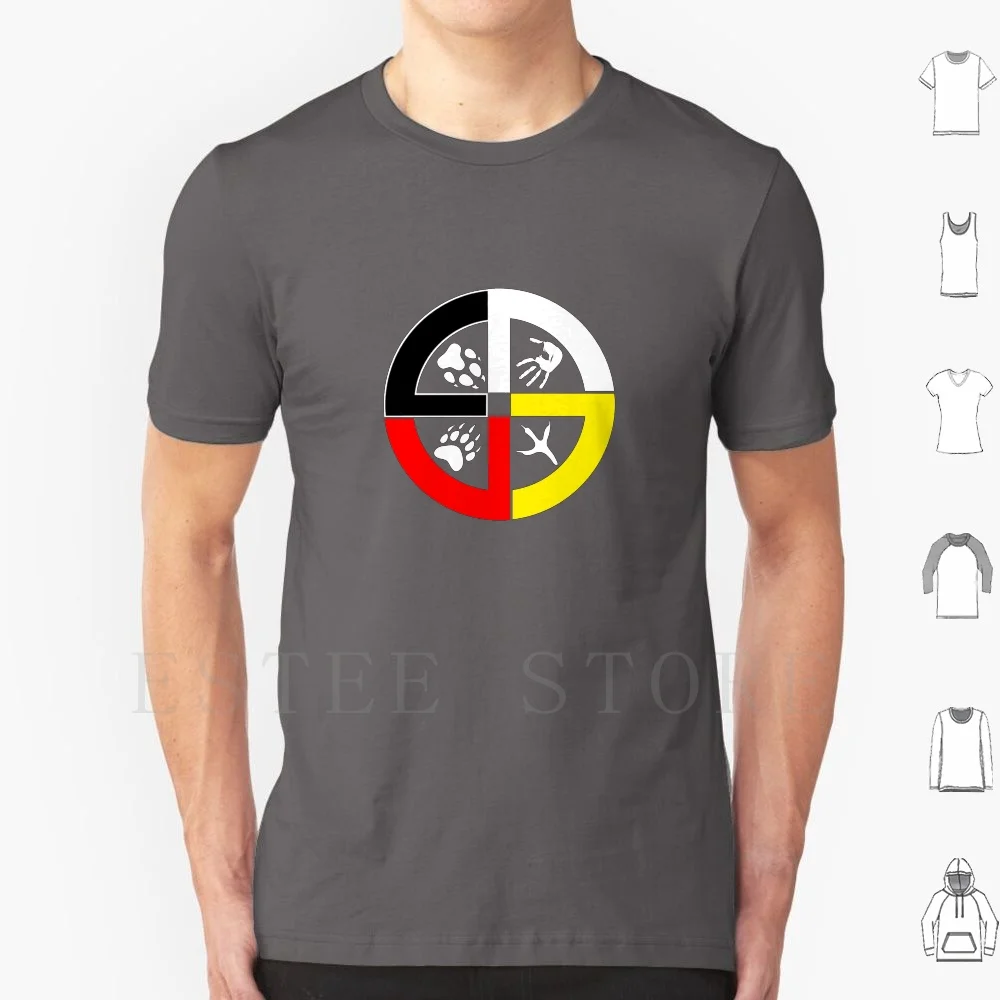 Medicine Wheel 1 ( Prints ) T Shirt DIY Big Size 100% Cotton Native Indian Indigenous Tribe Tribal American Hopi Zuni Navajo