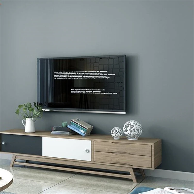 wellyu  Blunt gray wallpaper dark gray cement gray pure pigment color modern minimalist living room bedroom TV background wall