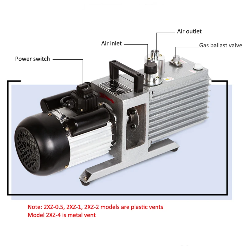 1400rpm Rotary vane vacuum pump two-stage laboratory 2XZ-2 small pumping widely used visual oil meter vacuum pump 370W 220V 1pcs