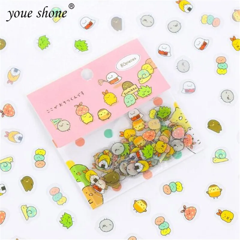 80 pcs/bag Stationery Stickers Cute Cat Sticky Paper Cute PVC Diary Bear sticker For Decoration Diary Scrapbooking