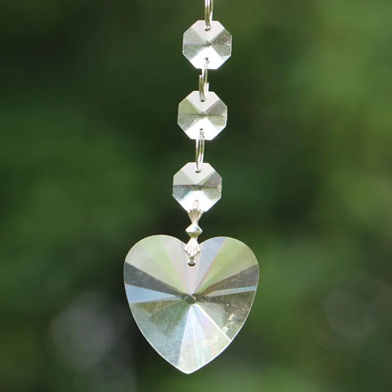 10pcs/lot Heart Crystal Prisms Chandelier Part Pendant Suncatcher Glass Art Hanging Home Decor DIY Ornament